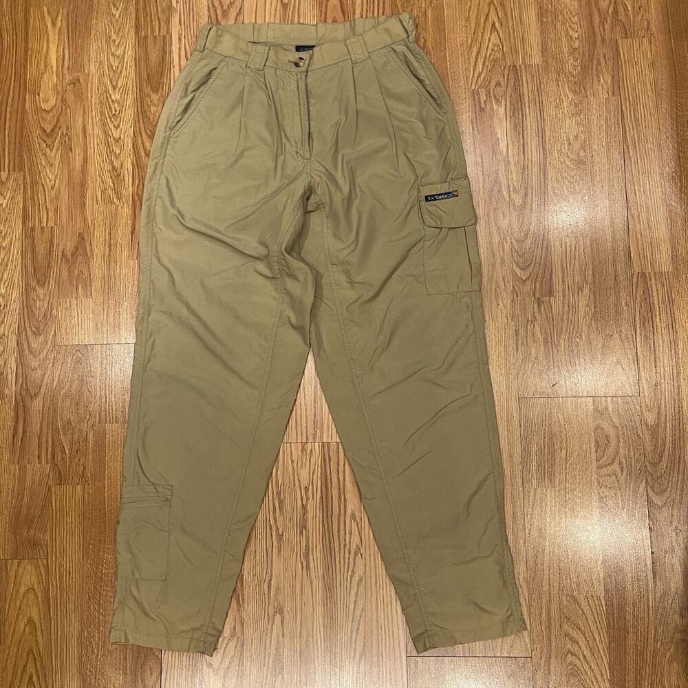 Exofficio cream outdoor pants, Pleated front, multi pockets, size 10/12